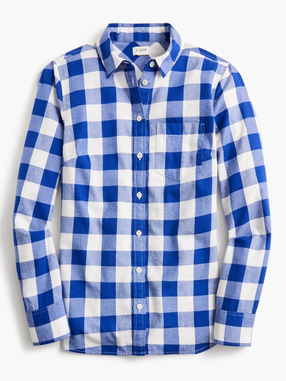 NWT J. Crew Size Medium Blue White Plaid 100% Cotton Flannel Button Up Shirt NEW